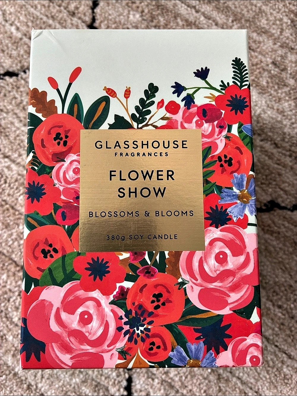 Glasshouse Fragrances Flower Show 380g Floral Soy Candle, NWT